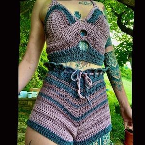 Custom handmade 100% organic crochet two piece
